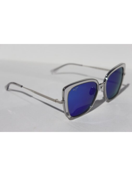 MAUI JIM Violet Lake POLARIZED Sunglasses Silver Titanium/Blue Mirror NEW Japan